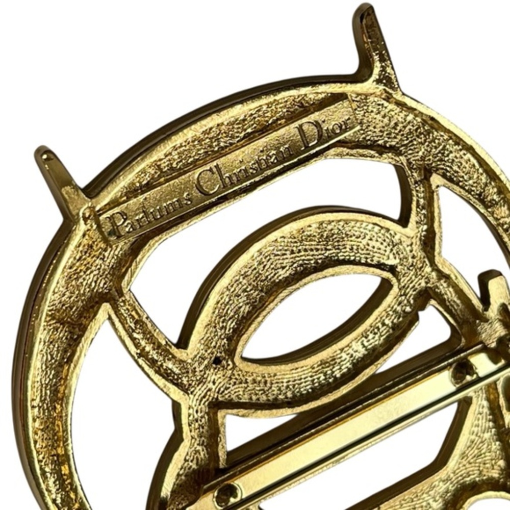 Christian Dior Gold Tone‎ CD Logo Brooch Pin Vintage Designer Statement Jewelry - Picture 10 of 11